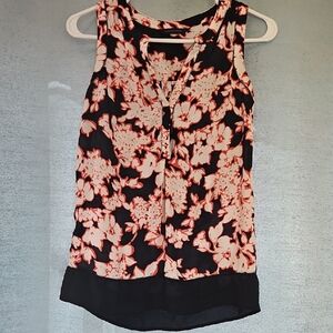 Tommy Hilfiger Black and Coral Floral Blouse